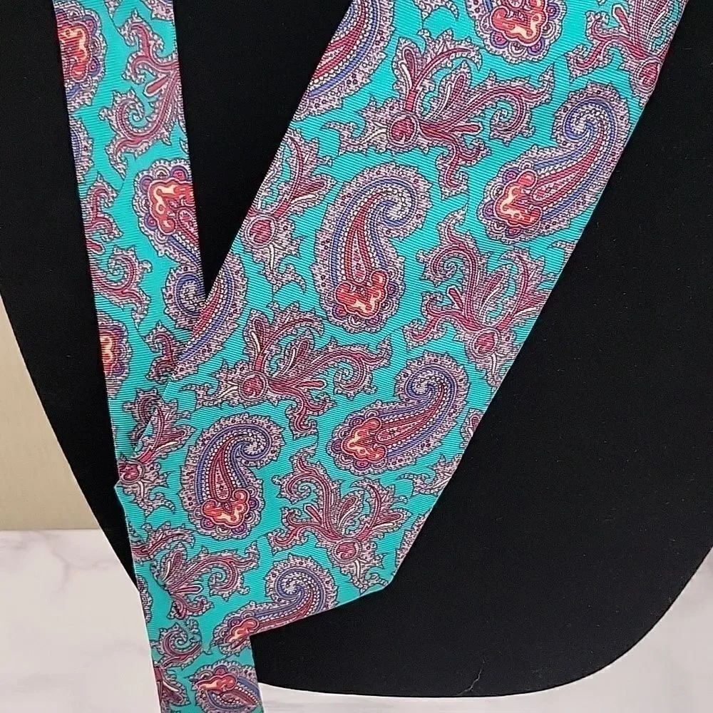 John Comfort Vintage Teal Tie Silk Paisley Men's Necktie